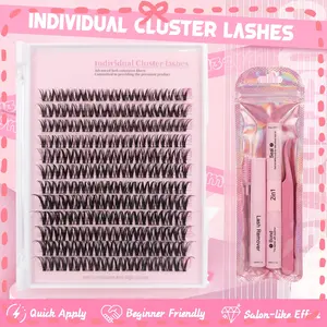 SOSIAYCICI Eyelash Lashes Clusters Kit and Tool kit Set Natural Wispy LashClusters 9-16MM Include Waterproof Black Lash Bond Seal, Lash Remover,Tweezers False Eyelashes for Women, Beginner-Friendly Daily Wear