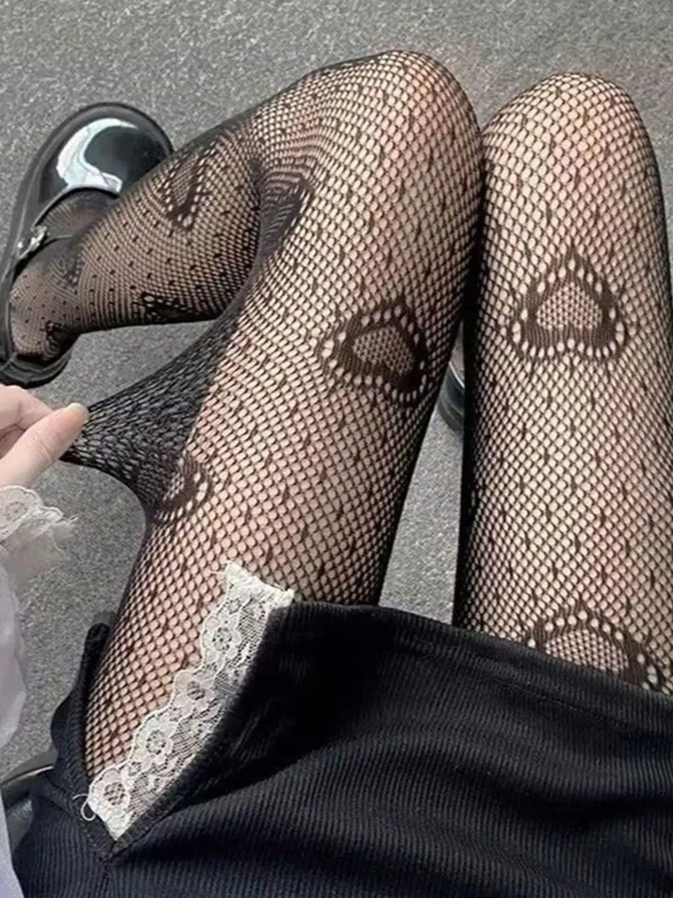 Women's Sexy Heart Pattern Fishnet Stockings Tights, High Waist Slim-Fitting Casual Stockings, Trendy Fashion Underwear for Women