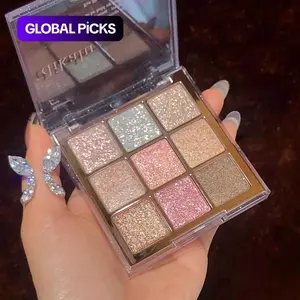 Pressed Glitter Eyeshadow Palette, Shimmering Highly Pigmented Blendable Eyeshadow Powder, Long-Lasting Shimmer Eye Makeup for Summer Looks