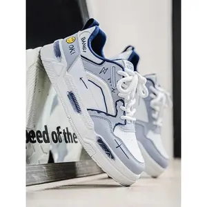 Men's Colorblock Letter Print Lace Up Skate Shoes, Casual Comfortable Breathable Low Top Sneakers, Fashionable Skate Shoes for Daily Wear