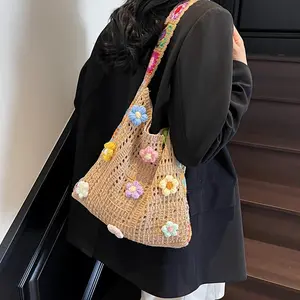 Boho National Style Bag Woman 2026 New Hollow Knit Shoulder Bag Lazy Wind Large Capacity Crossbody Bag