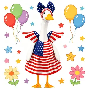 4th of July Patriotic Porch Goose Outfits for 23 Inch Lawn Statue, Independence Memorial Day Goose Costume for Garden Patio US 250th Anniversary Decoration