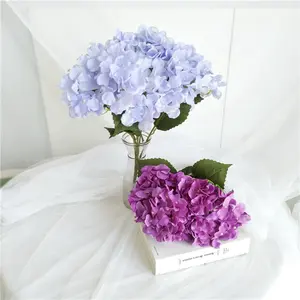 DIY hydrangea bouquet - 5 small hydrangeas in purple color, decorated with artificial flowers
