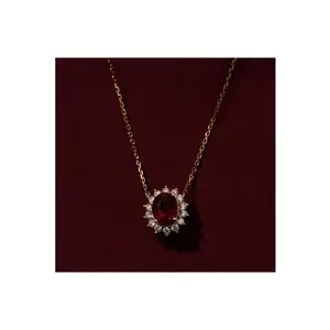 Vintage Red Ruby Pendant Necklace