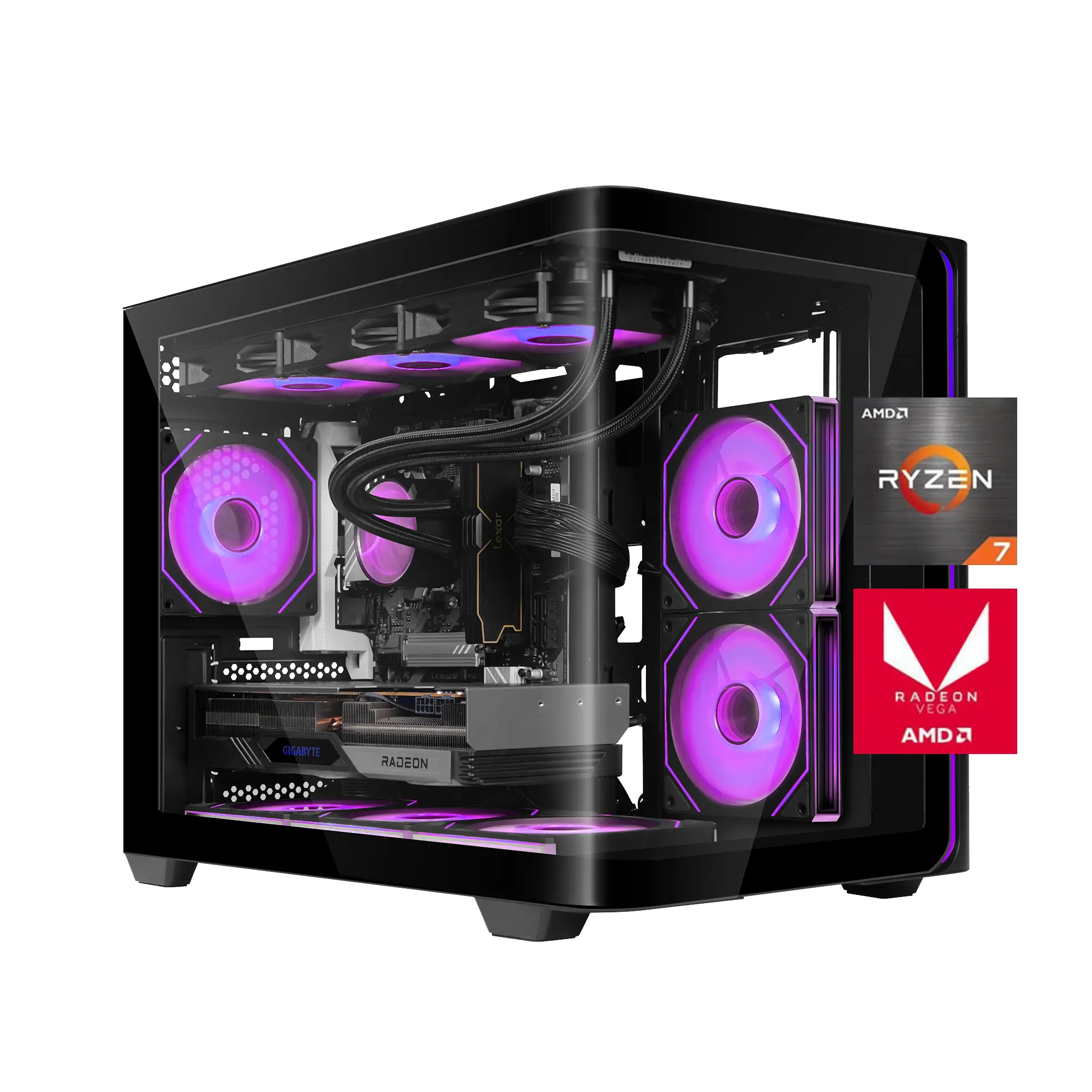 (Used) YEAH MAGIC Vortex E1 Prebuilt Gaming PC - AMD Ryzen 7 9700X, RTX 5060 Ti 8GB, 32G RAM, 1TB M.2 NVMe PCIe4.0 SSD, 360MM Cooler Fully Built Gaming Desktop Computer