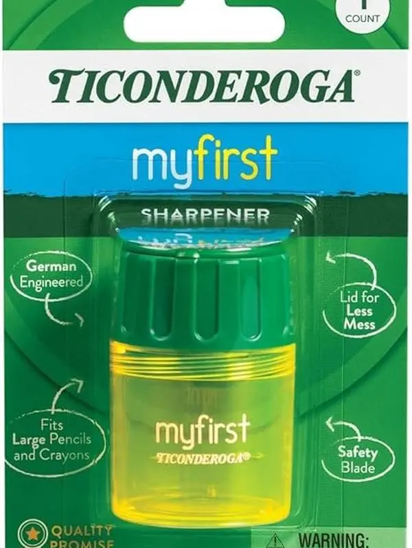 Ticonderoga My First Large Barrel Pencil Sharpener, Yellow and Green, 1 Count