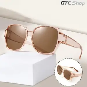 Fashion Round Polarized Fit Over Sunglasses for Men & Women, Vintage Portable Shades Designed to Cover Myopia Prescription Glasses, Trendy Eyewear for Fishing Driving Outdoor Summer Vibes