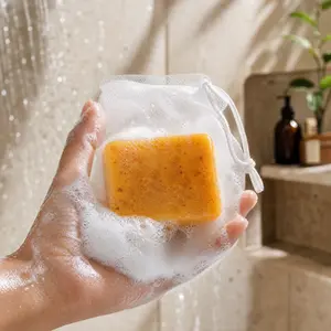 Natural Turmeric Kojic Acid Handmade Soap Infused with Lemon & Organic Turmeric Extract, Multipurpose Facial & Body Cleansing Soap Bar for Daily Nourishing Skin Care with Bubble Net Included