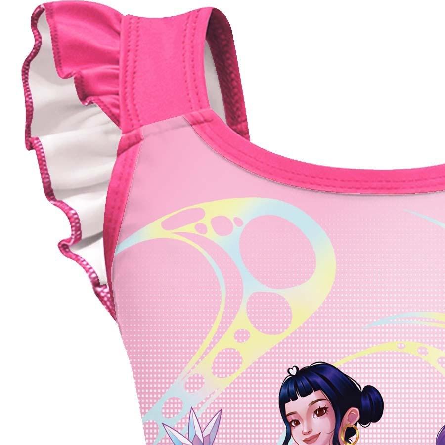 2026 New Arrival: K-Pop-Style "Demon Huntress" Girl Group Outfit — High-Stretch, Lace-Trimmed One-Piece Swimsuit & Cosplay Set