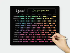 365 Day Goal Tracker Scratch Off Poster, 11x14 inches, Daily Progress Calendar, Interactive Wall Calendar with Color Reveal