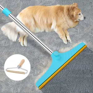 Carpet Rake for Pet Hair Removal - Reusable Pet Hair Remover, 60" Adjustable Long Handle Cat Dog Carpet Rake Scraper with Patented Design, Dog Hair Rake Brush for Rugs, Mats, Couch