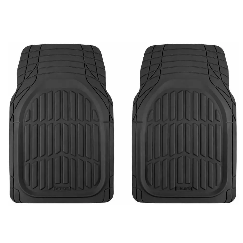 MotorTrend FlexTough 2pc Front Car Floor Mats Rubber All Weather Automotive 2pc | Front Floor Mats for Cars - Waterproof White Car Mats Accessories Universal Fits Most Sedans, Compact SUV, Small Trucks