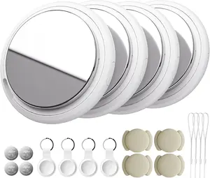 Air Tracker Tag Works with Apple Find My (iOS Only) Includes Replaceable Battery, Bluetooth Smart Item Locator Key Finder for Keys, Luggage, Wallet, Pet, Car, Bike (White, 4-Pack)