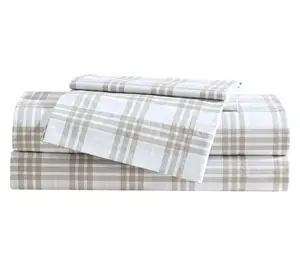 Eddie Bauer Basic Plaid White-Saddle Beige KingSheet Set