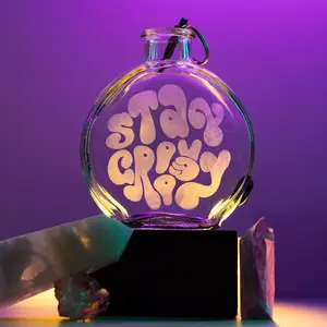 Stay Groovy Incense Glass Bottle Burner with Peace Sign by AmaZen Glass Co