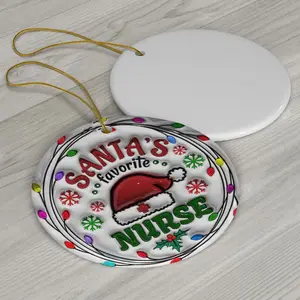3D Inflated Santa Favorite Nurse Ornament, Christmas Ornaments Personalized, Puffy Christmas Round, Mini Christmas Ornaments, Christmas Gifts For Boyfriend