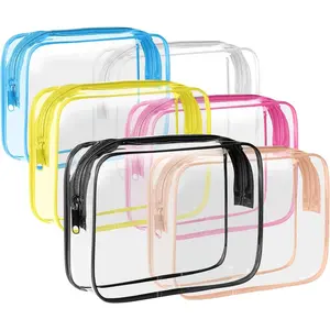 6pcs Transparent Cosmetic Bag, Travel Cosmetic Cosmetic Bag with Zipper, Female and Male Makeup Accessories Organizer, Vacation, Bathroom and Organization