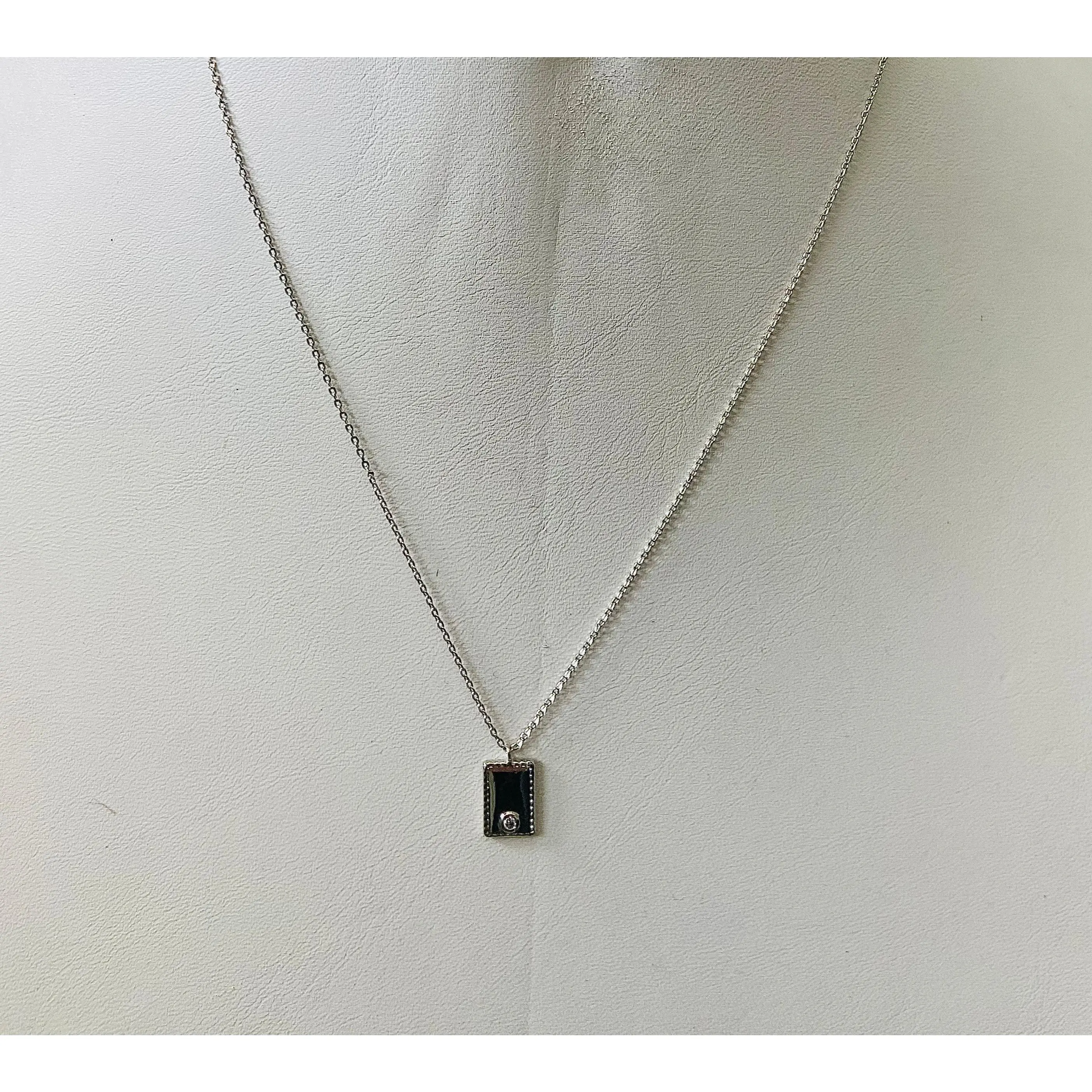 Talia Rectangle Pendant Necklace Silver Dip
