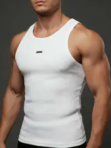 Men's Premium Ribbed Slim Fit Tank Top – Stretch Cotton Muscle Shirt, Sleeveless Crew Neck Gym Workout Top for Bodybuilding & Casual Streetwear, Moisture Wicking Activewear, Athletic Fit Tanks for Men Sleeveless Sports Vest (White)