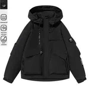 Unisex Couple Multi Pocket Cargo Hooded Windbreaker Jacket, Functional Outdoor Cycling Coat, Water Resistant Hoodie Field Jacket for Daily Travel Hiking Street Outfit summerwins