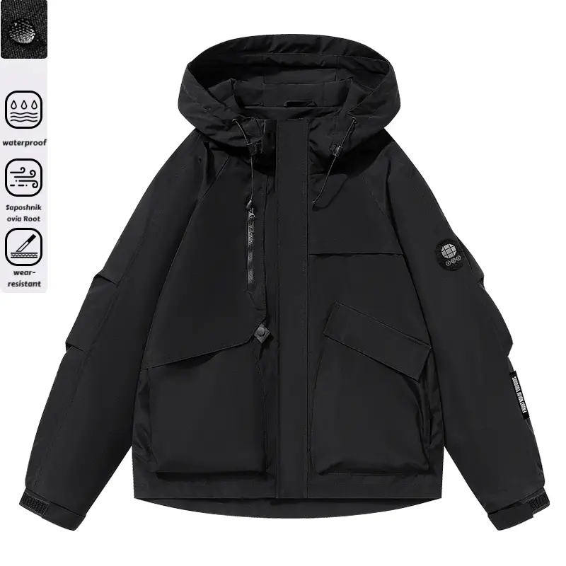 Unisex Couple Multi Pocket Cargo Hooded Windbreaker Jacket, Functional Outdoor Cycling Coat, Water Resistant Hoodie Field Jacket for Daily Travel Hiking Street Outfit summerwins