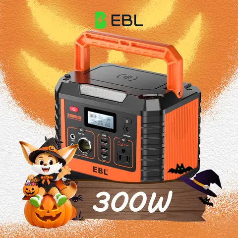 EBL 300W Portable Power Station - 300Wh Battery System Power Supply, Pure Sine Wave AC Off-Grid Inverter, 9-Device Charging, Lightweight Outdoor Gadget for Camping, Home Backup, Outdoor Gadgets, Battery System Power Supplies, for Hurricane