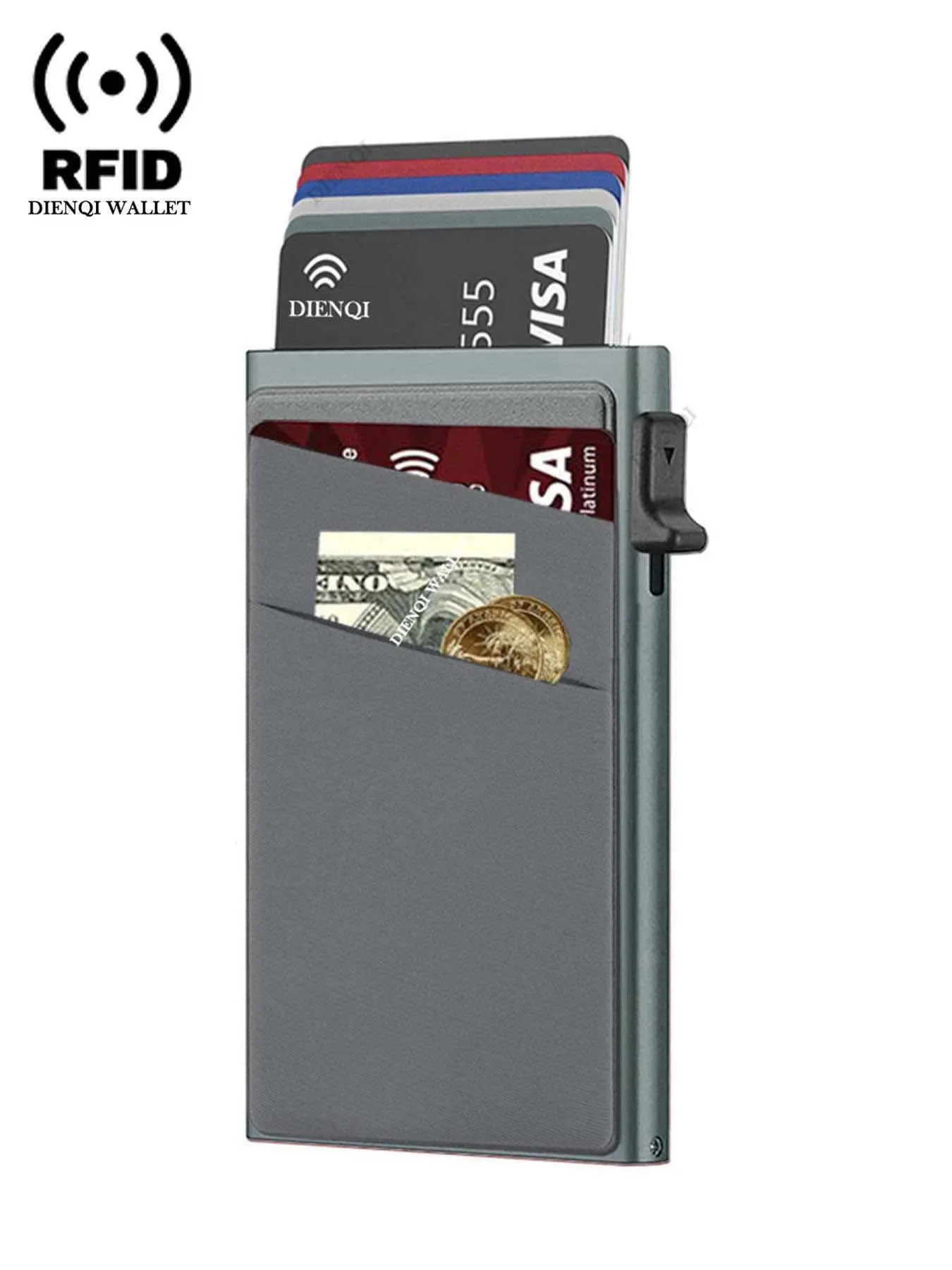 Men's Minimalist RFID Blocking Card Holder, Credit Card Holder, Slim Thin Card Case with Automatic Pop-Up Slot, RFID Card Slots, Money Clip & Lightweight Portable Card Holder, Card Carrying Holder, Secure Card Storage