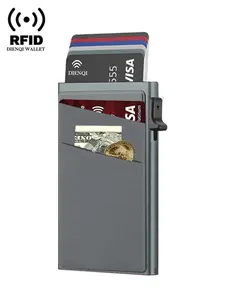 Men's Minimalist RFID Blocking Card Holder, Credit Card Holder, Slim Thin Card Case with Automatic Pop-Up Slot, Money Clip & Lightweight Portable Card Holder