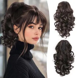 12" Classic Loose Curly Wavy Claw Clip Ponytail Extension for Women Easy to Use Hairpiece for Volume and Length Enhancement