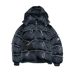 Black Parachute Puffer Jacket Menswear Tops  Coats