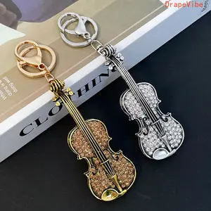 Creative Violin-Shaped Chain-Attached Bag Charm Keychain, Cute Musical Instrument Pendant, Stylish Fashion Accessory for Women’s Handbags & Daily Decoration, Keychains For Women, Cute Keychains