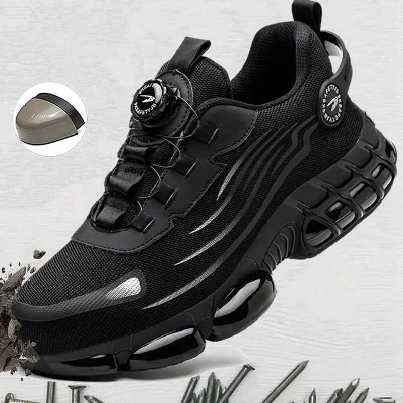 Men's Safety Shoes Size 40-48, One-Touch Fastening, Steel Toe Cap, Kevlar Anti-Puncture, Lightweight Breathable, Steel Toe Trainers, Workwear Shoes, Working Shoes, Ideal for Construction and Warehouse Work