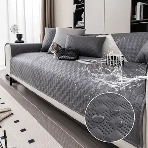 1PC Waterproof Anti-Slip Pet-Friendly Sofa Cushion, Reusable All-Purpose Couch Pad for Living Room, Pure Color Sofa Seat Cover, Universal Sofa Protector