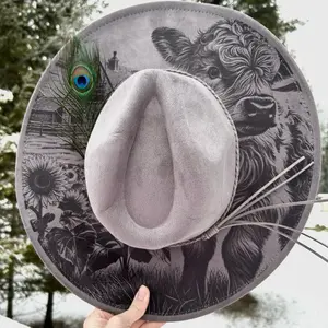 Highland Cow Engraved Fedora Hat