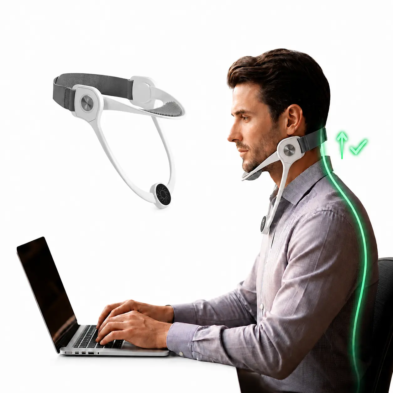 NECK RESET Adjustable Neck Support Brace | Posture Corrector for Desk Work, Phone Use & Pain Relief