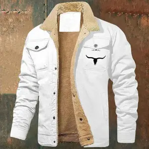Men's Retro Western Jacket Warm Fleece Cargo Trucker Jacket Long Sleeve Crewneck Casual Tops for Daily Wear Work Outdoor Activities Fall Winter Men's Clothing Coats