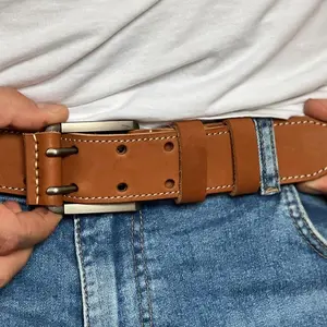 Personalized Full-Grain Leather Belt: Engraved Double Prong Buckle, Father's Day Leather Gift, 3rd Anniversary Custom Gift for Men