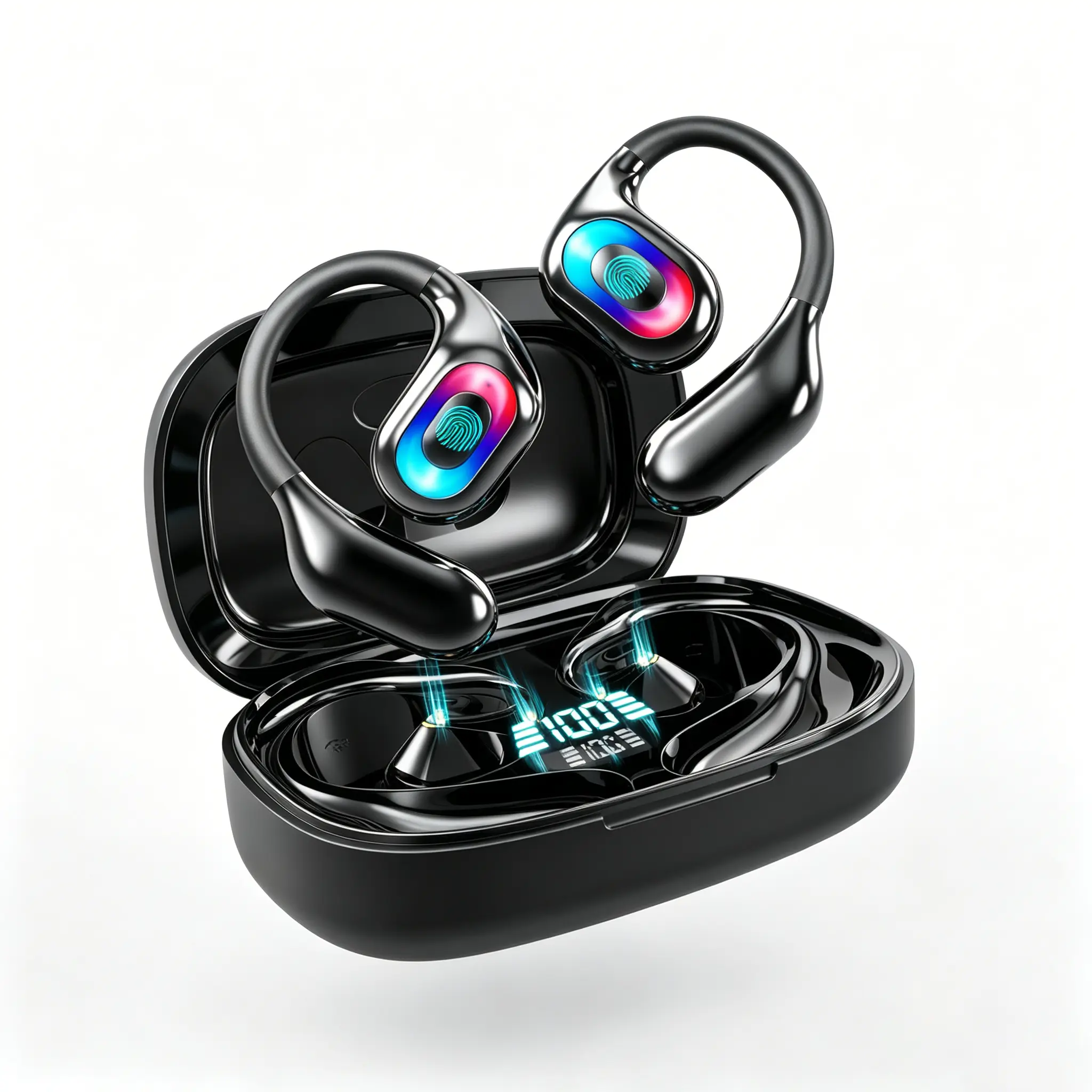 Kncfoeb Bluetooth Open Ear Headphones - True Wireless Ultra Lightweight Ergonomic Earbuds with HD Mic for Phone Users, Ideal for Travel & Business, Headphone Audio Hands Free Calls，40-hour usage duration, daily water resistance,School Opening Season