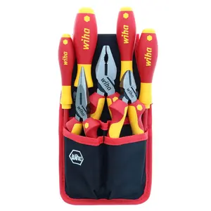 Wiha Tools 32985 Insulated Industrial Pliers / Cutters and Screwdriver Set, 7 Pc.