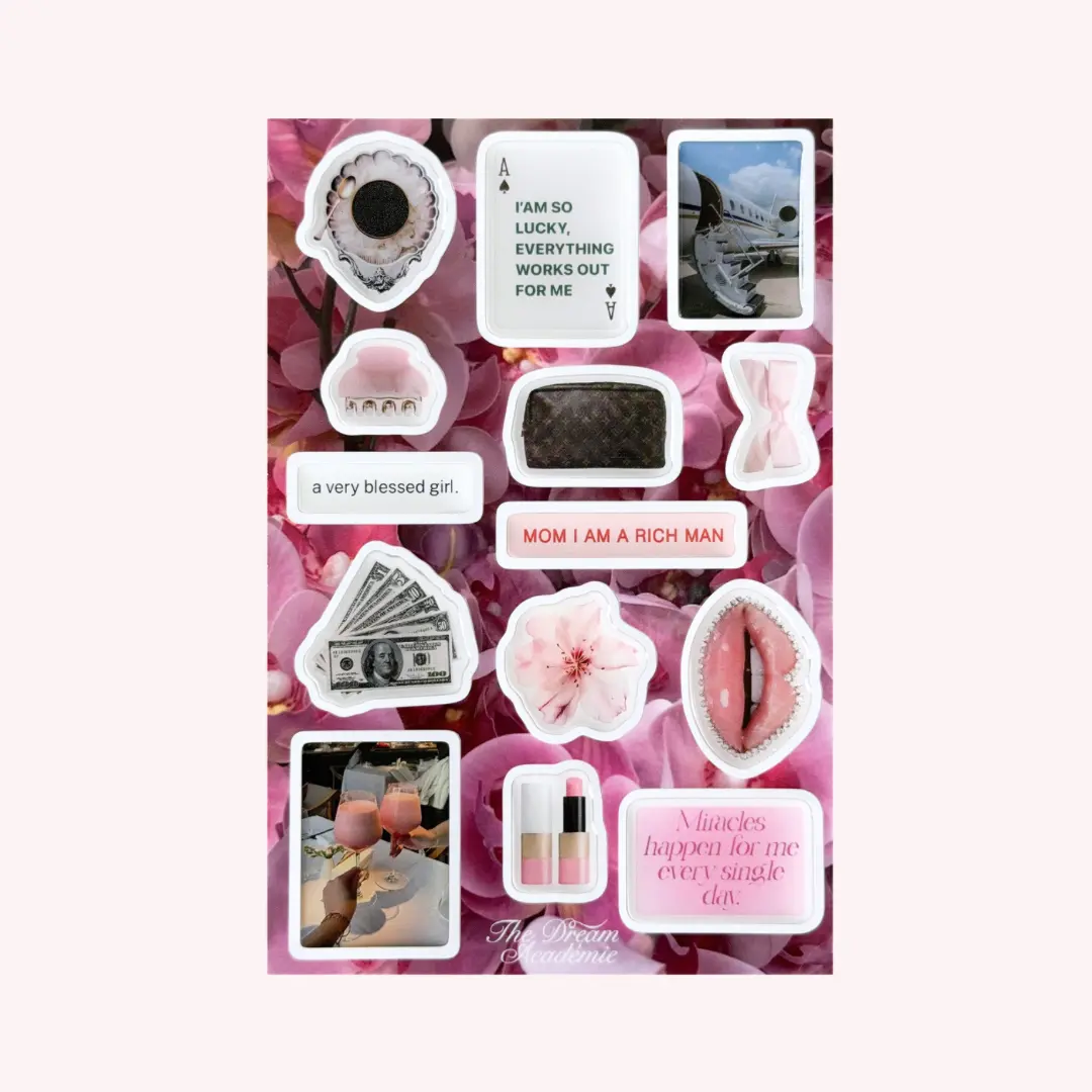 Stylish Lucky Girl Glossy Sticker Set - Perfect Chic Affirmation Stickers for all your Devices