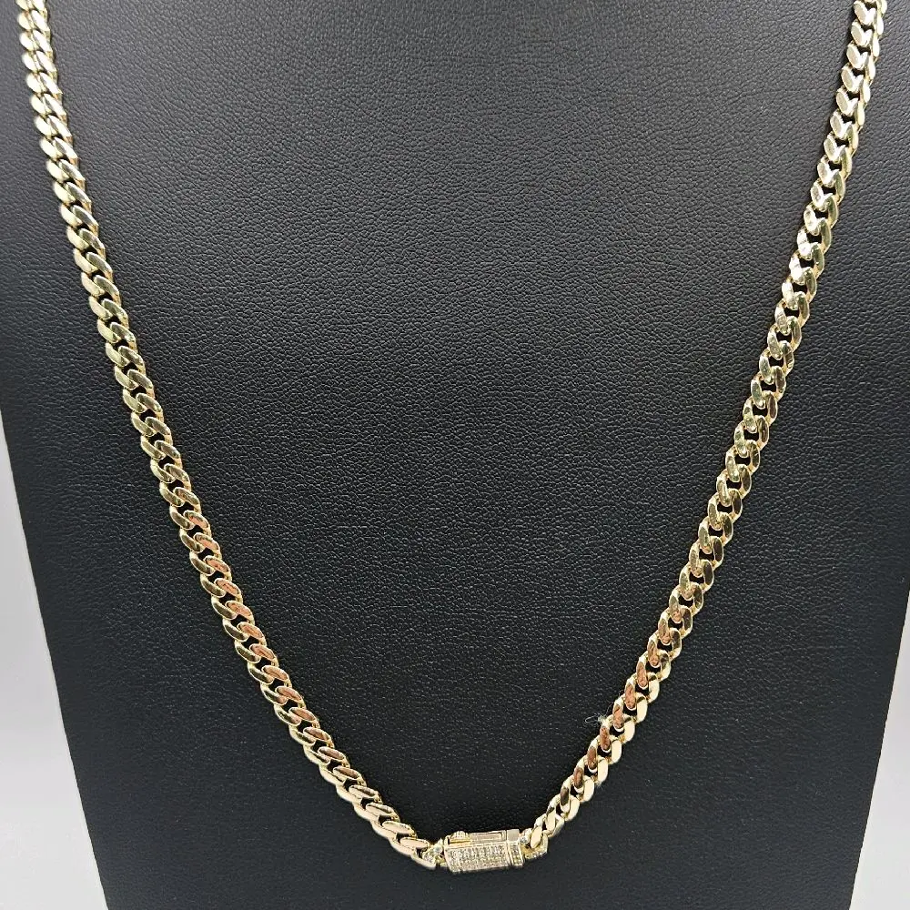 14k Solid Gold Monaco Cadena Necklace, 22" Length, 4.8mm Thickness