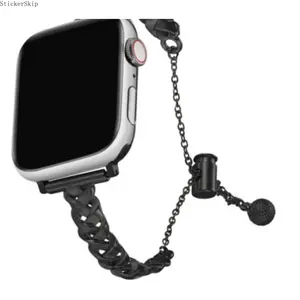 2026 Apple Watch Band, Braided Leather Chain Strap with Safety Chain, Gothic Punk Style iWatch Wristband for Series 10 9 8 7 6 5 4 SE Ultra, Adjustable Luxury Replacement Strap for Daily Wear & Night Out