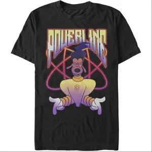 Men's Casual Cotton T-Shirt with Powerline Graphic, Retro Concert Shirt, Inspired Animated Character Tee, Round Neck LGU