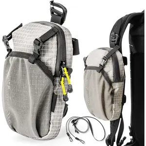 Backpack Shoulder Strap Pouch - Smartphone Strap Pack,Waterproof Backpack Strap Pocket Attachment Bag for Hikers,Small Crossbody Bag Waist Pack for Sports Hiking Camping(Grey)