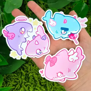Cute Angel Devil Shark Stickers