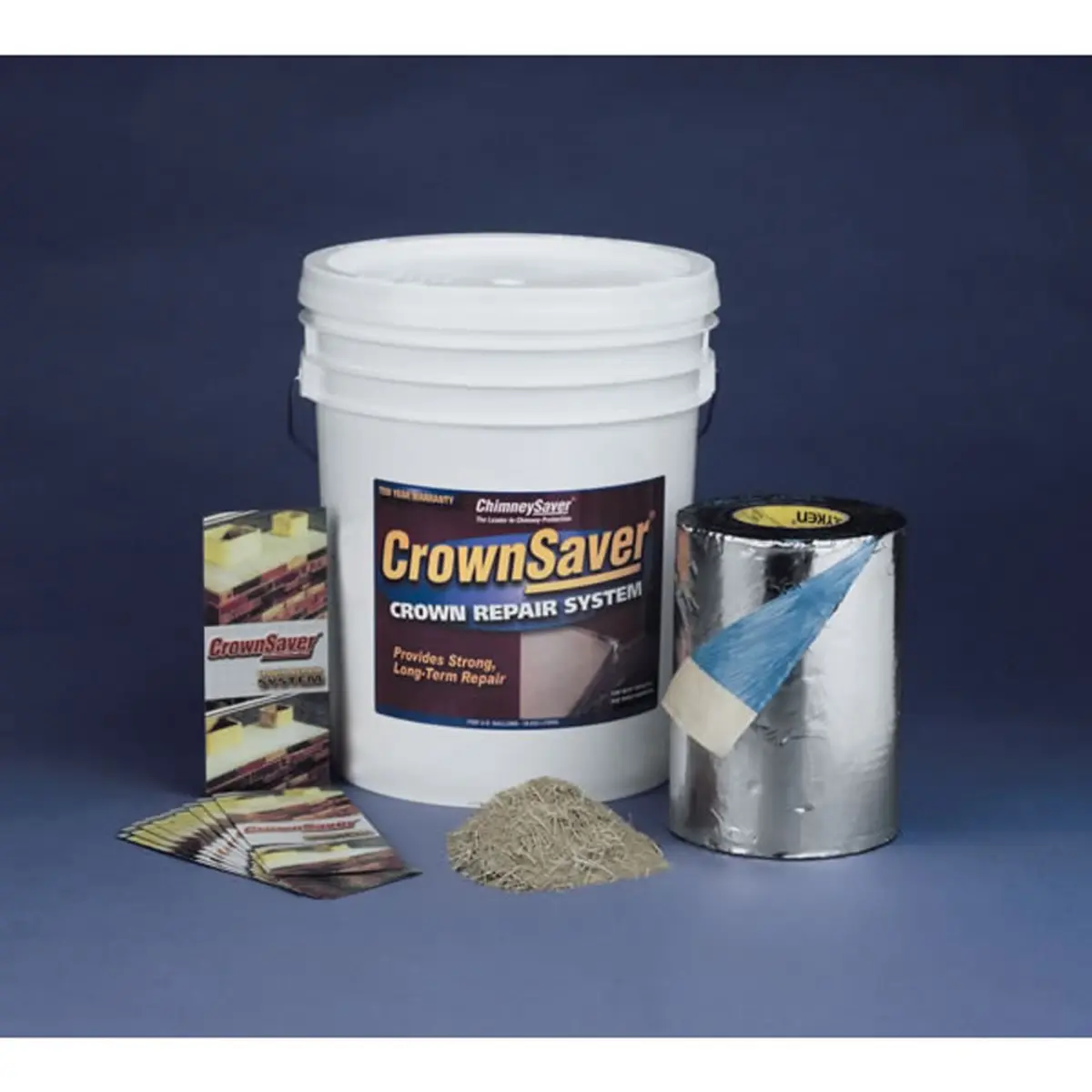 Saver Systems 300017 CrownSaver Crown Repair System, 30 lbs Container - Cement-Based Coating for Chimney Crowns, Polymer Modified Hydraulic Cements, Powdered Water Repellent