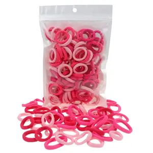 100 Pack Pink Color Nylon Elastics Hair Bands for  Girls' Small Hair Ropes