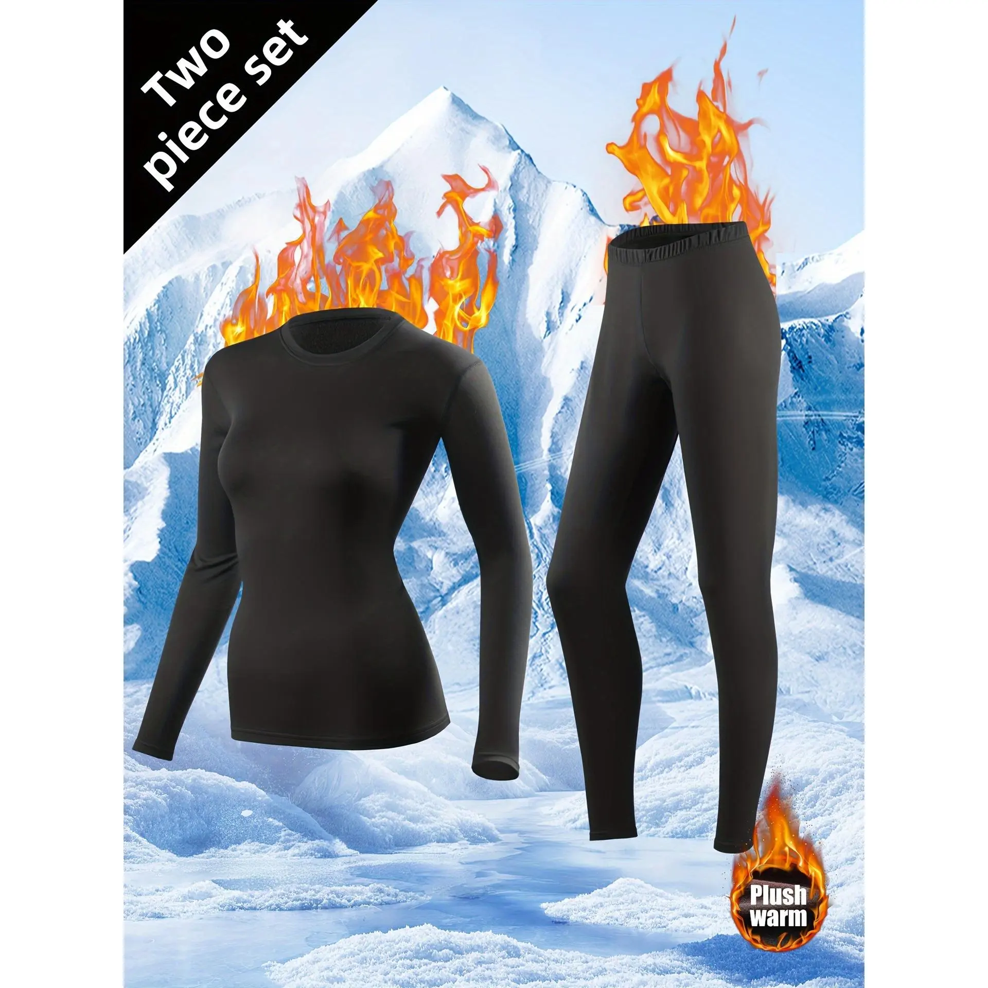 【 Plush Set 】 Black Long Sleeve+Black Pa