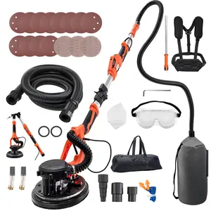 Summervibes VEVOR Drywall Sander, 1150W Electric Drywall Sander, Popcorn Ceiling Removal Tool with Vacuum Dust Collection, 5 Variable Speed 800-1700 RPM, LED Light, Foldable Extendable Handle, 15 Sanding Discs