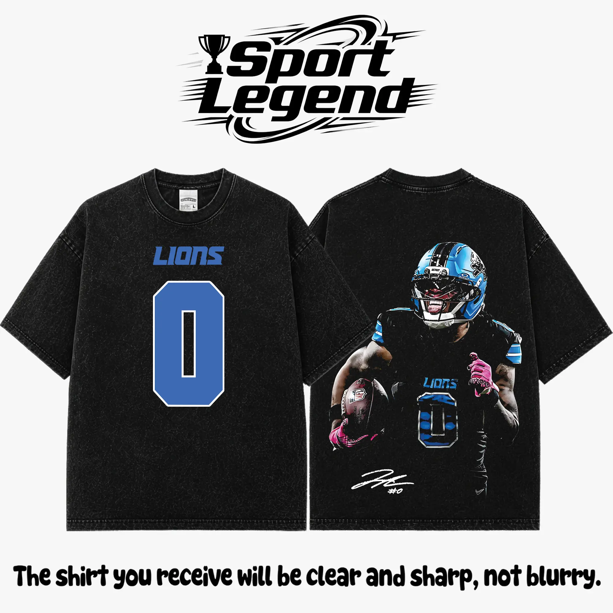 One Pride Fit Jahmyr Gibbs #0 Premium Acid Washed Cotton T-Shirt, Vintage Heavyweight Washed Graphic Tee, Detroit Football Game Day Shirt, Oversized Streetwear Apparel, Unisex Football Fan Gift, Premium Cotton Tee